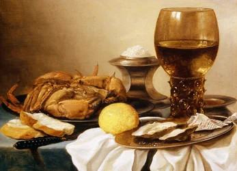 A Still Life of a Crab on a Pewter Plate